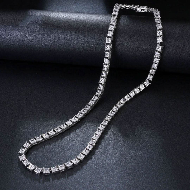 Square Luxury Cubic Zirconia Necklace-Cubin Chains-Sairahaz Jewelers