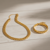 Miami Cuban Chain Necklace Set with Bracelet
