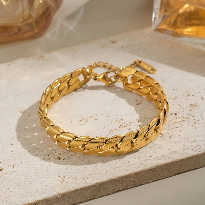 Bracelet à maillons en or et carbure de tungstène poli