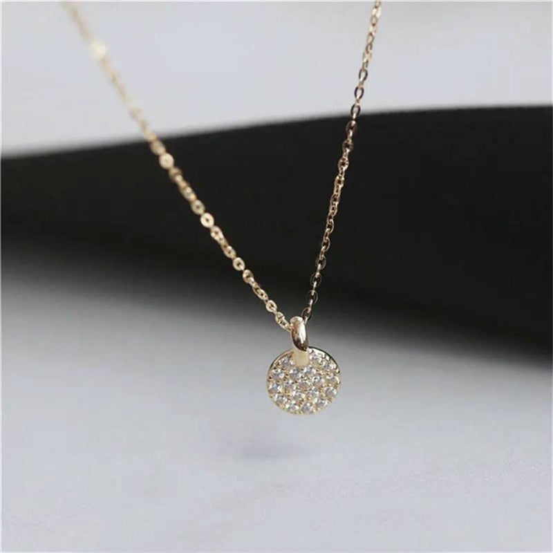 Classic Gold Plated Pave French Pendant Necklace-Pendant-Sairahaz Jewelers