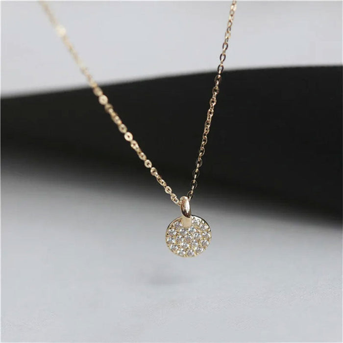 Classic Gold Plated Pave French Pendant Necklace