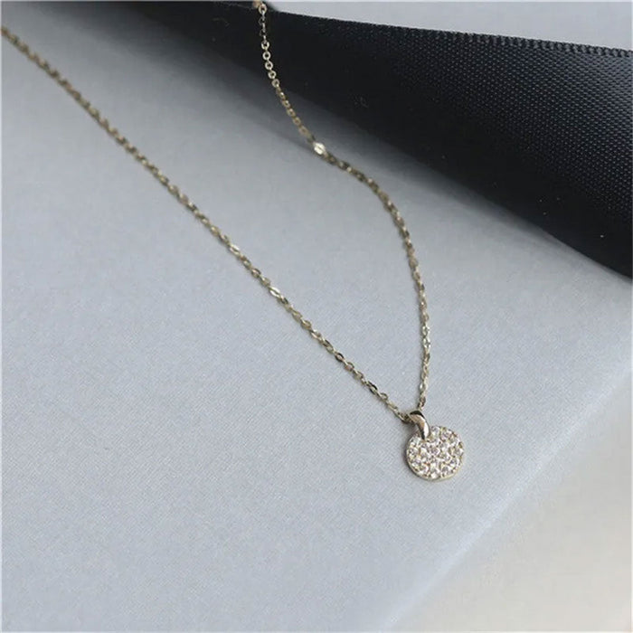 Classic Gold Plated Pave French Pendant Necklace