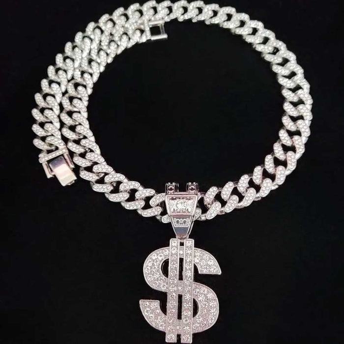 Bling Bold Fashion Dollar Pendant Necklace