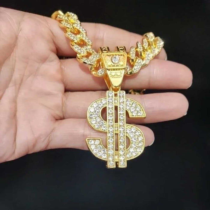 Bling Bold Fashion Dollar Pendant Necklace