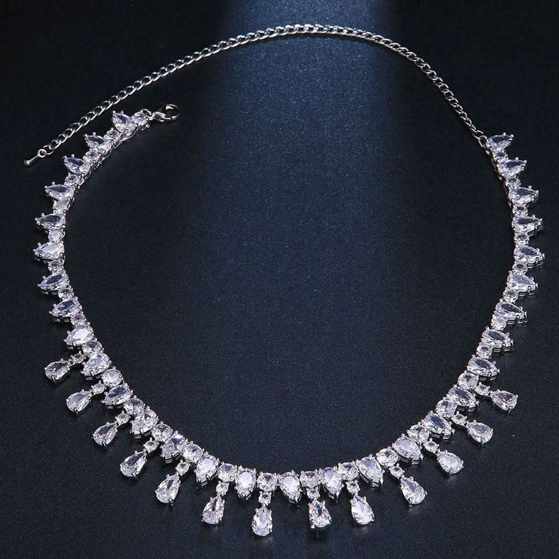 Special Occasions Glamorous Zircon Necklace-Cubin Chains-Sairahaz Jewelers