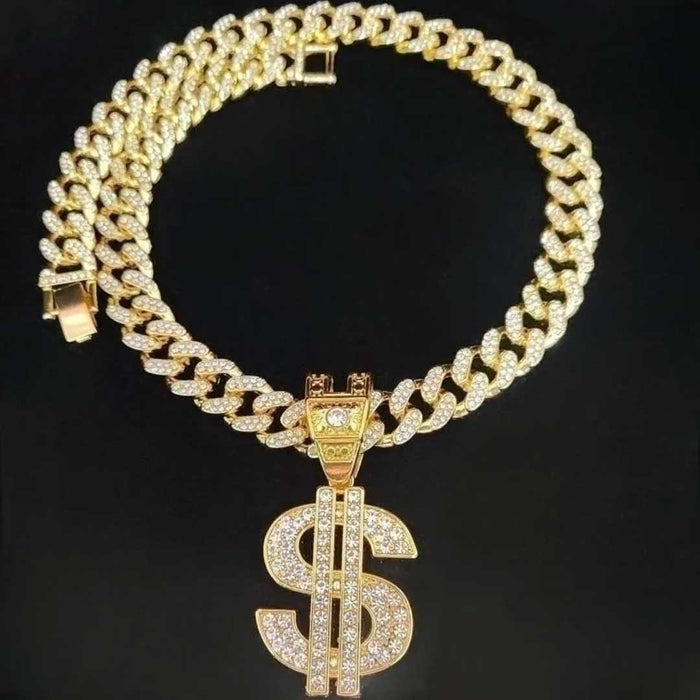 Bling Bold Fashion Dollar Pendant Necklace