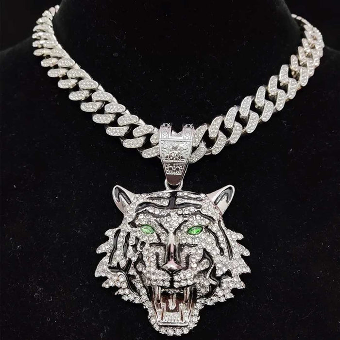 Tiger Bling 3D Pendant Crystal Cuban Chain