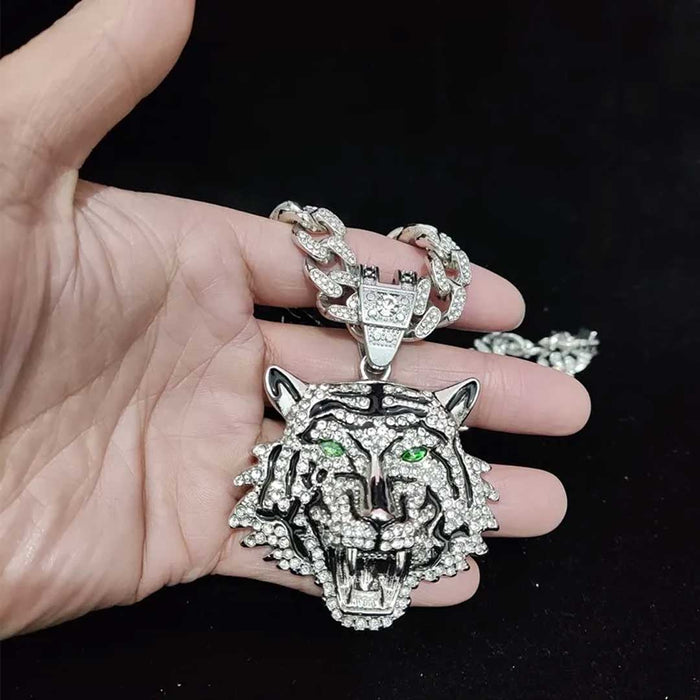 Tiger Bling 3D Pendant Crystal Cuban Chain