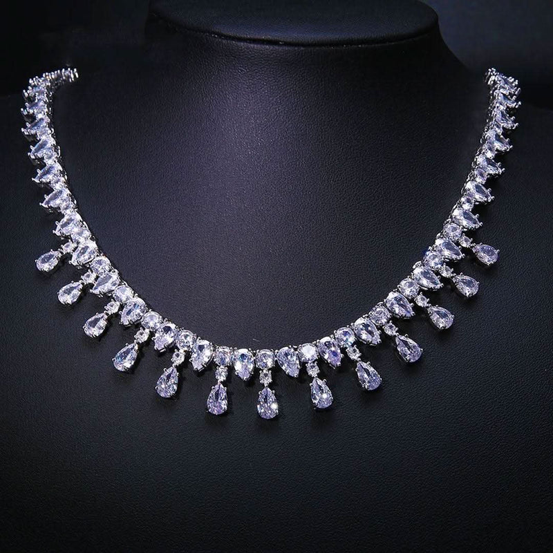 Special Occasions Glamorous Zircon Necklace-Cubin Chains-Sairahaz Jewelers