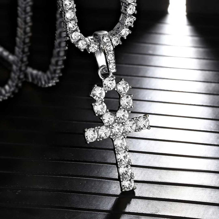 Sparkling Iced Out Ankh Cross Cuban Chain