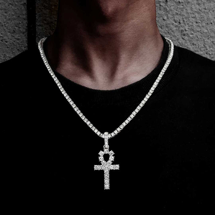 Sparkling Iced Out Ankh Cross Cuban Chain