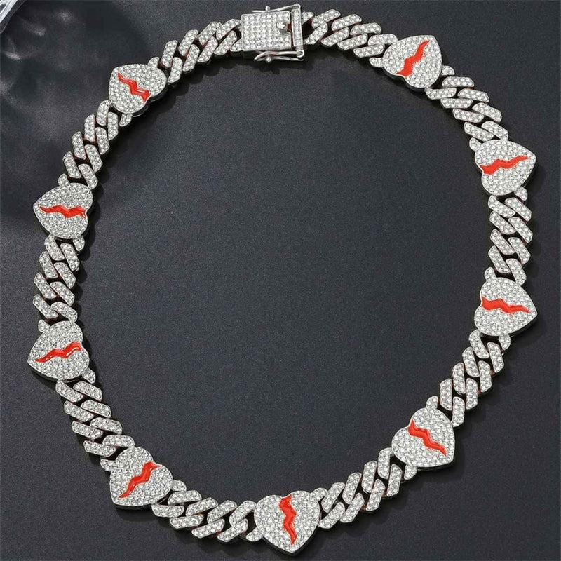 8MM Broken Heart Bling Cuban Chain-Cubin Chains-Sairahaz Jewelers