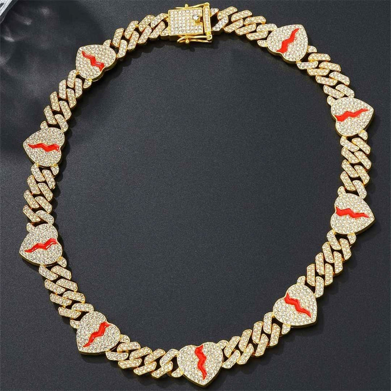 8MM Broken Heart Bling Cuban Chain-Cubin Chains-Sairahaz Jewelers