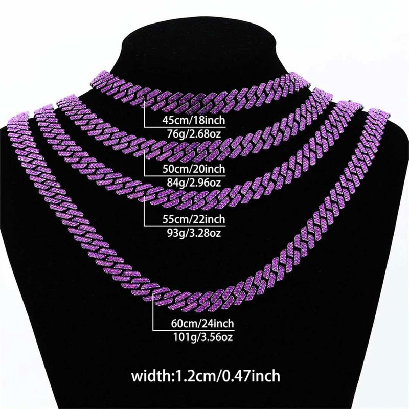 Purple Rhinestone Rhombus Prong Cuban Chain-Cubin Chains-Sairahaz Jewelers