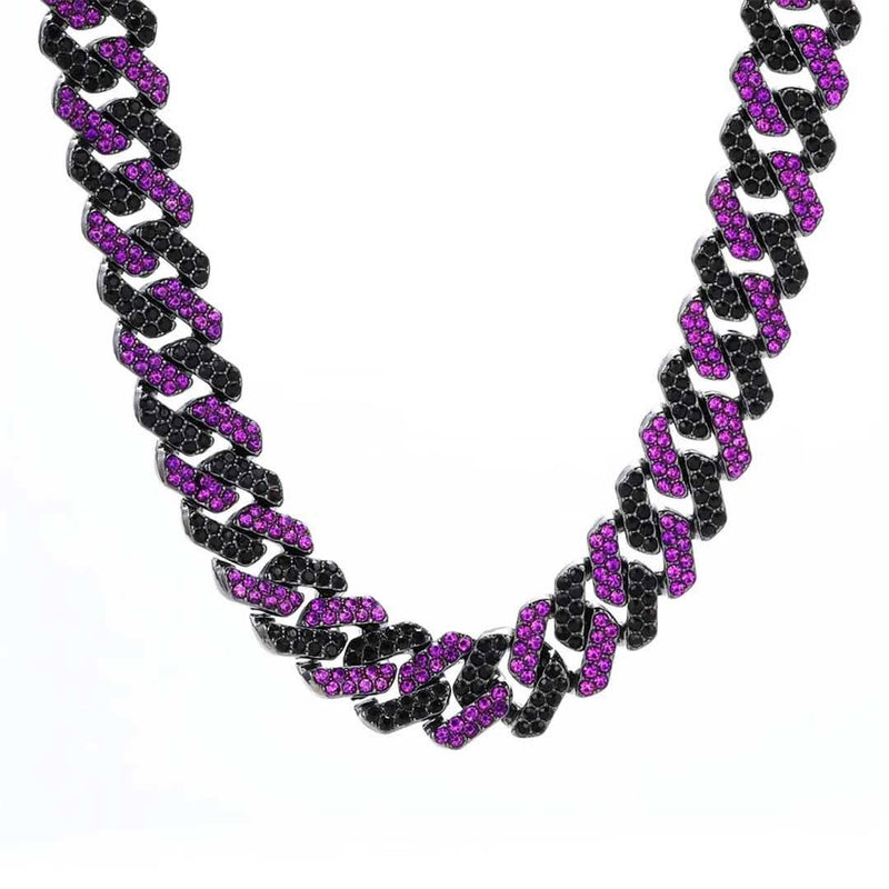 Purple Rhinestone Rhombus Prong Cuban Chain-Cubin Chains-Sairahaz Jewelers