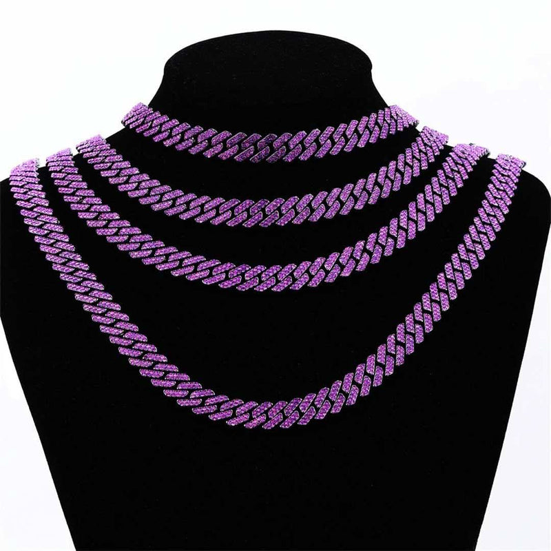 Purple Rhinestone Rhombus Prong Cuban Chain-Cubin Chains-Sairahaz Jewelers