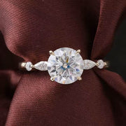 Round Cut Moissanite Ring 14k Gold-Rings-Sairahaz Jewelers