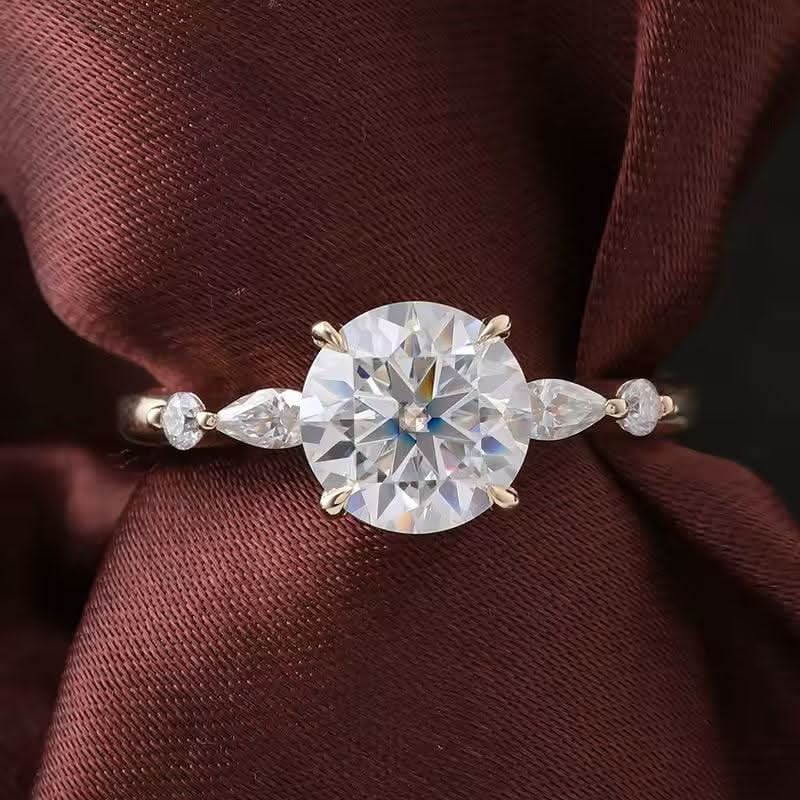 Round Cut Moissanite Ring 14k Gold-Rings-Sairahaz Jewelers