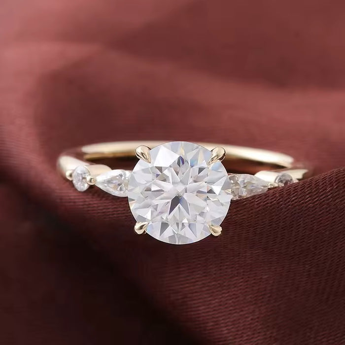 Round Cut Moissanite Ring 14k Gold