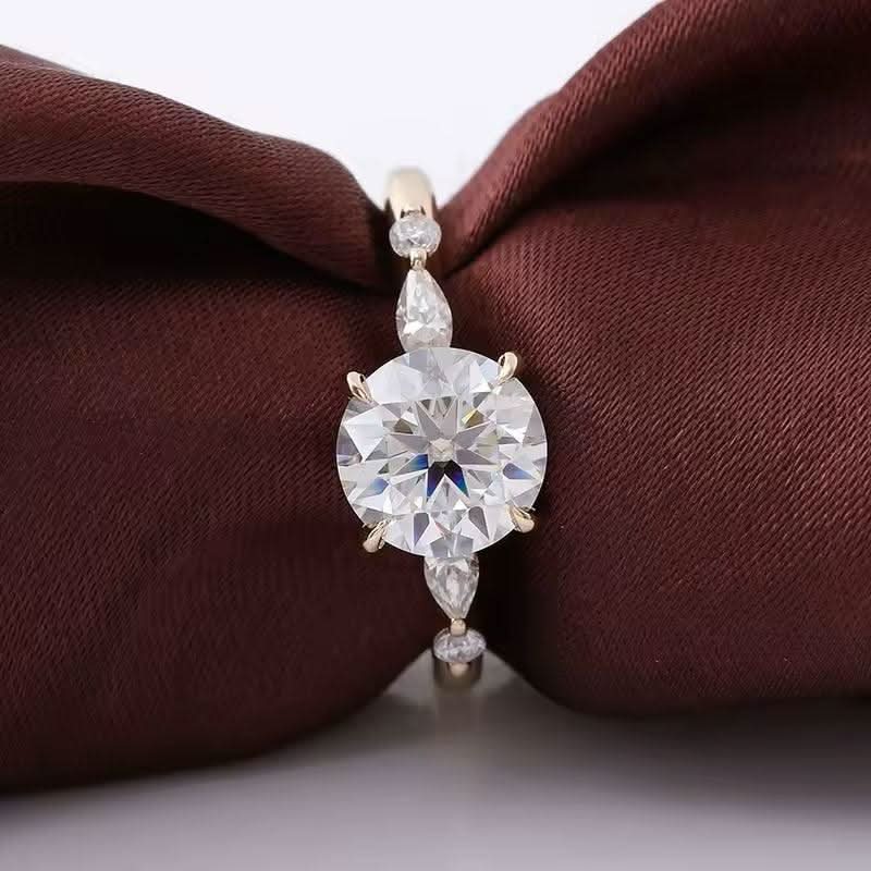 Round Cut Moissanite Ring 14k Gold-Rings-Sairahaz Jewelers