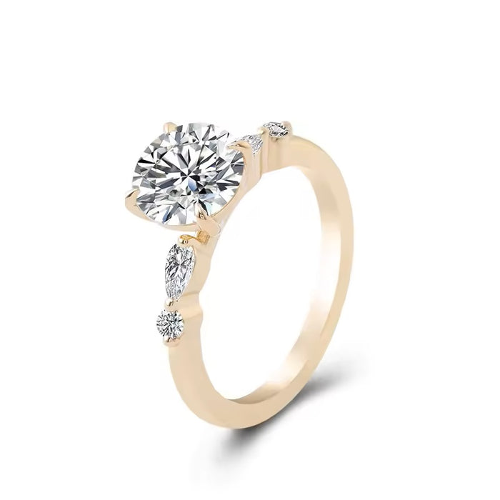 Round Cut Moissanite Ring 14k Gold