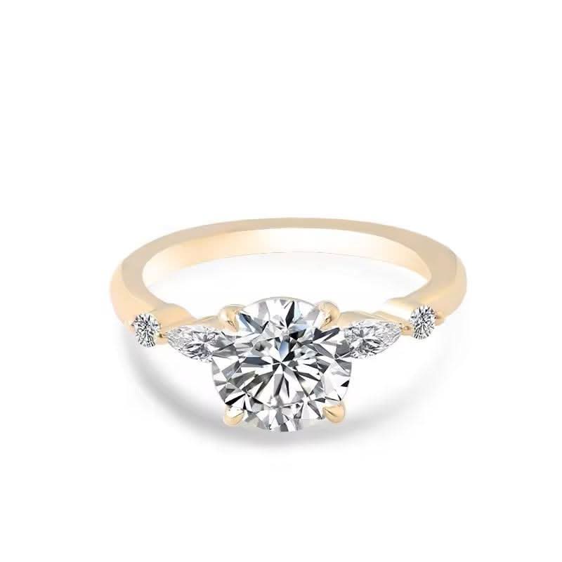 Round Cut Moissanite Ring 14k Gold-Rings-Sairahaz Jewelers