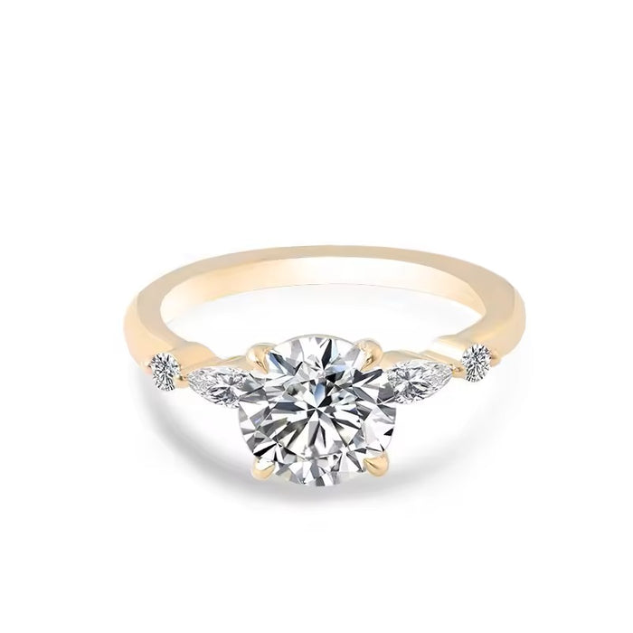 Round Cut Moissanite Ring 14k Gold