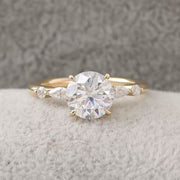 Round Cut Moissanite Ring 14k Gold-Rings-Sairahaz Jewelers