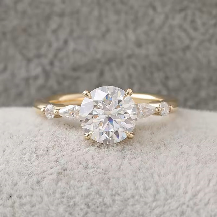 Round Cut Moissanite Ring 14k Gold