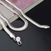 Smooth Snake Sterling Silver Necklace-Cubin Chains-Sairahaz Jewelers