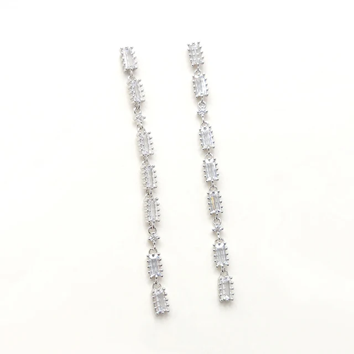 Cubic Zirconia Dangling Earrings Sterling Silver 925