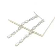 Cubic Zirconia Dangling Earrings Sterling Silver 925