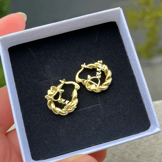 Custom Name Earring, Gold Plated Personalized Name Earring-Custom Name Necklace-Sairahaz Jewelers