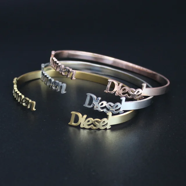 Custom Name Bracelet Personalized Name Bracelet with Gold, Rose Gold and Silver black background