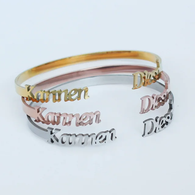 Custom Name Bracelet Personalized Name Bracelet with Gold, Rose Gold and Silver