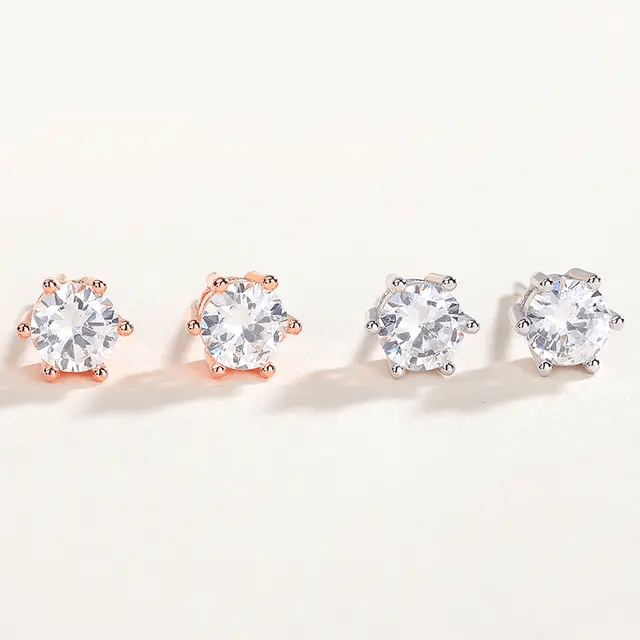Round Cut Moissanite-Earrings-Sairahaz Jewelers