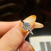 Oval Cut Halo 1 Carat Moissanite Solitaire Ring - view 1