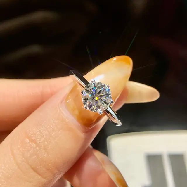 Oval Cut Halo 1 Carat Moissanite Solitaire Ring - view 1