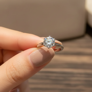 Oval Cut Halo 1 Carat Moissanite Solitaire Ring - view 1