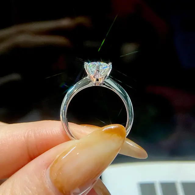 Oval Cut Halo 1 Carat Moissanite Solitaire Ring - view 2