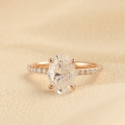 Oval Cut Moissanite Ring 14k Gold - view 4
