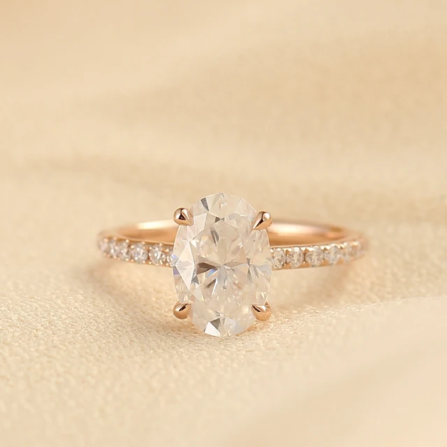 Oval Cut Moissanite Ring 14k Gold - view 4
