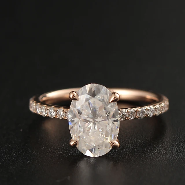Oval Cut Moissanite Ring 14k Gold - view 1