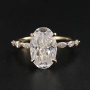 3 Carat Halo Oval Cut Moissanite Ring 14k Gold-Rings-Sairahaz Jewelers