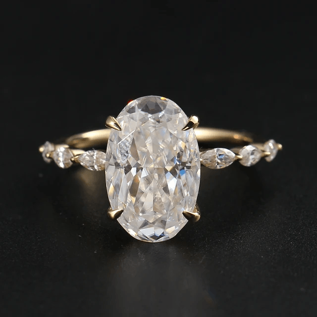 3 Carat Halo Oval Cut Moissanite Ring 14k Gold-Rings-Sairahaz Jewelers