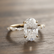 3 Carat Halo Oval Cut Moissanite Ring 14k Gold - view 1