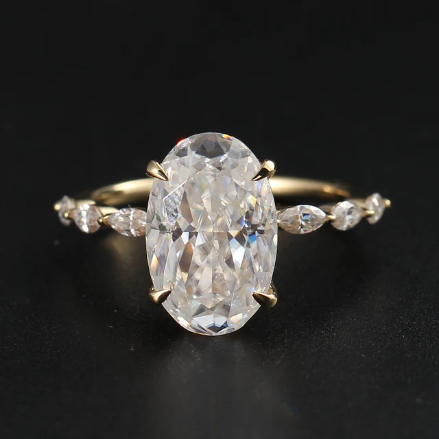 3 Carat Halo Oval Cut Moissanite Ring 14k Gold