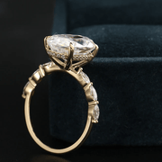 3 Carat Halo Oval Cut Moissanite Ring 14k Gold-Rings-Sairahaz Jewelers
