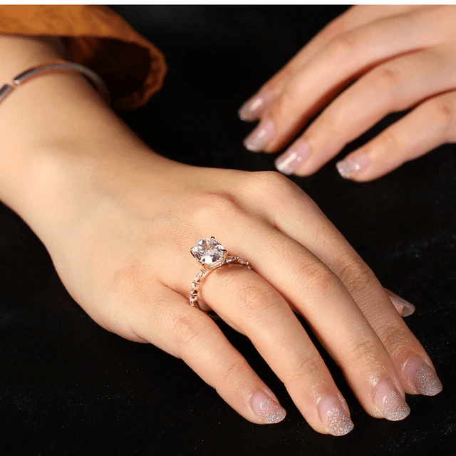3 Carat Halo Oval Cut Moissanite Ring 14k Gold-Rings-Sairahaz Jewelers