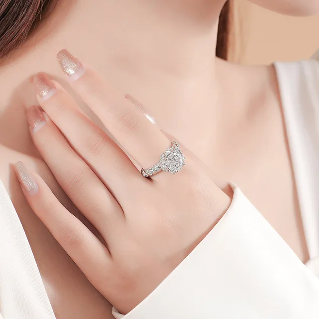 Oval Cut Halo 1 Carat Moissanite Solitaire Ring - view 3